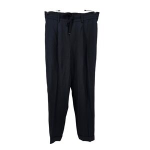 Vince Tapered Pull On Pants Women S Navy Blue Cuffed Drawstring Pleated Trousers